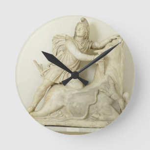 Reloj Redondo Mediano Mithras que sacrifica la Bull, alivio de mármol,