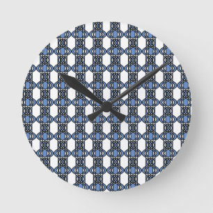 Reloj Redondo Mediano Mod Retro Blue Abstract Scarab Pattern