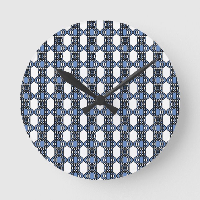 Reloj Redondo Mediano Mod Retro Blue Abstract Scarab Pattern (Anverso)