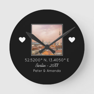 Reloj Redondo Mediano Moda Blanco y negro primera cita Keepsake Boyfrien