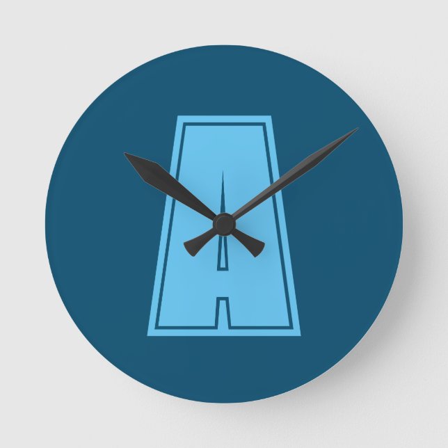 Reloj Redondo Mediano Moda de caligrafía inicial de monograma Ocean & Sk (Anverso)