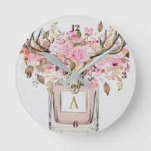 Moda de Monograma Floral Rústico Boho Bull Skull