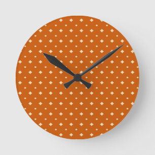 Reloj Redondo Mediano moda del país, naranja quemado, neutral, patrón