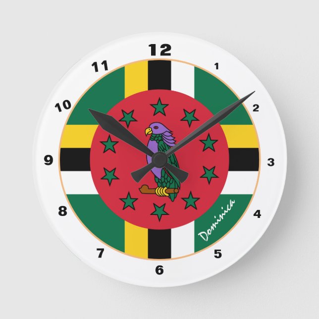 Reloj Redondo Mediano Moda/diseño Dominica Flag & Dominica (Anverso)