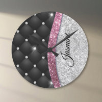 Moda giratoria purpurina plateado monograma rosa n