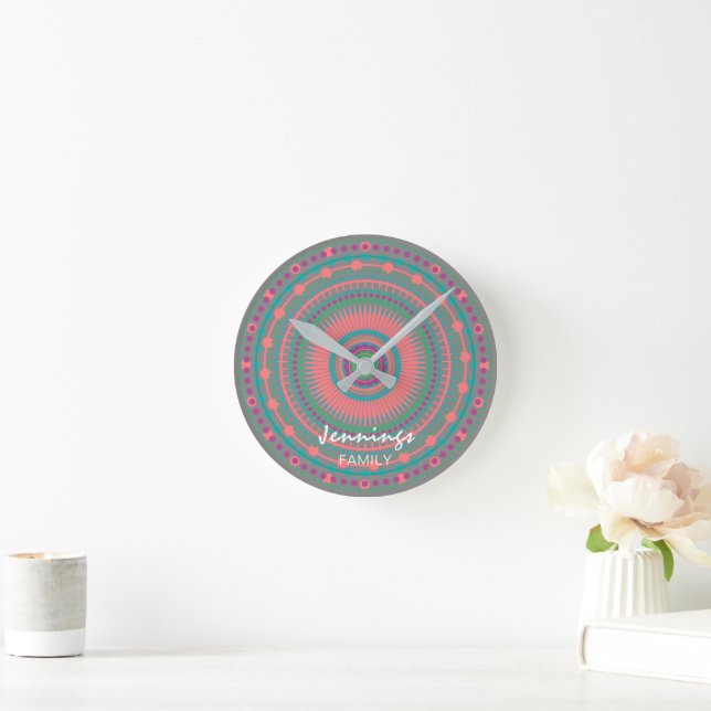 Reloj Redondo Mediano Moda Mandala Monogrammed (Hogar)