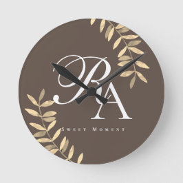 Reloj Redondo Mediano Moda Monograma Brown