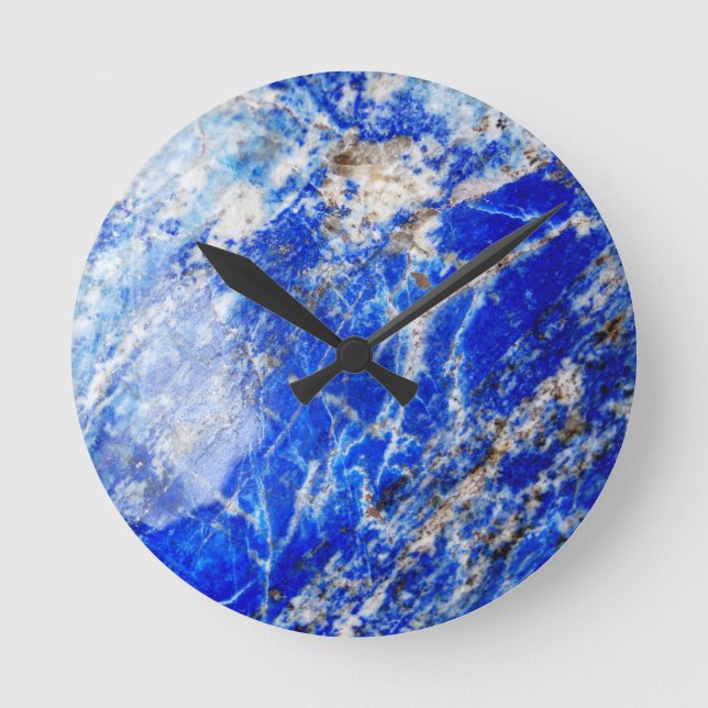 Reloj Redondo Mediano Moda Piedra moderna de mármol azul (Anverso)