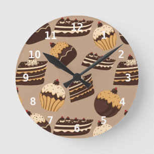 Reloj Redondo Mediano Modelo 3 del chocolate y de los pasteles