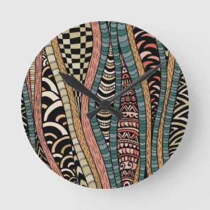 Reloj Redondo Mediano Modelo abstracto en estilo étnico