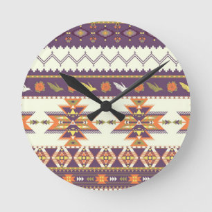 Reloj Redondo Mediano Modelo azteca colorido