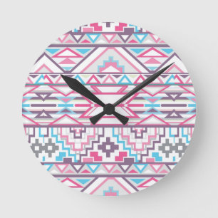 Reloj Redondo Mediano Modelo azteca geométrico abstracto 3