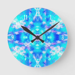 Reloj Redondo Mediano Modelo azul del caleidoscopio