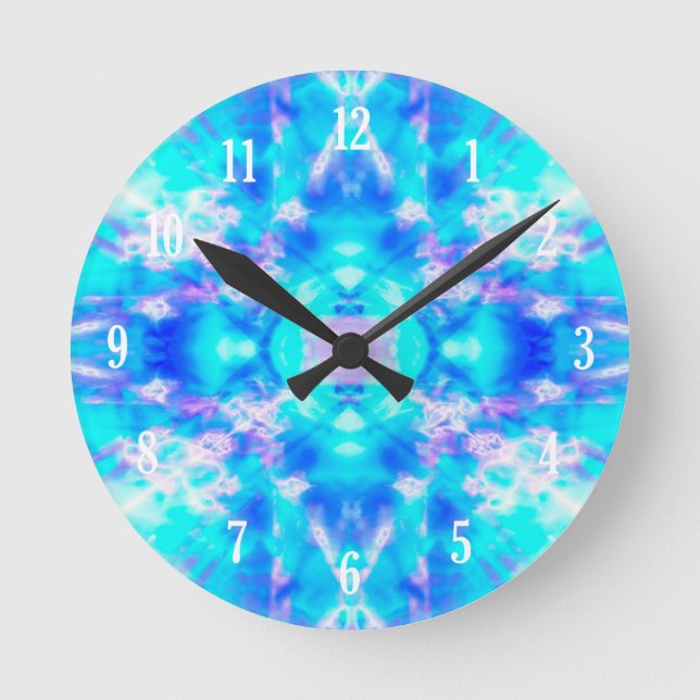 Reloj Redondo Mediano Modelo azul del caleidoscopio (Anverso)