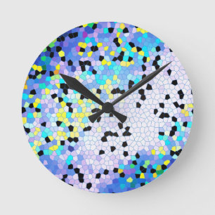 Reloj Redondo Mediano Modelo azul y negro del bígaro púrpura de mosaic