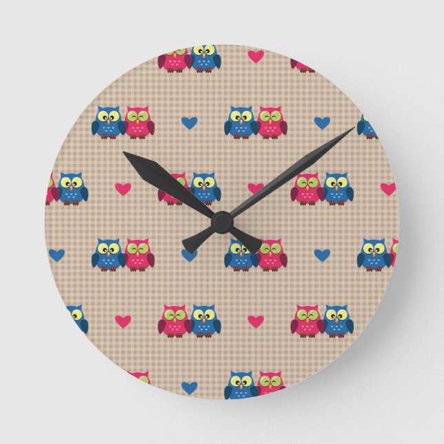 Reloj Redondo Mediano Modelo comprobado con los búhos del amor (Anverso)