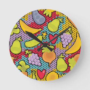 Reloj Redondo Mediano Modelo con las frutas y verduras