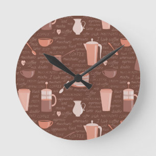 Reloj Redondo Mediano Modelo con los elementos relacionados del café