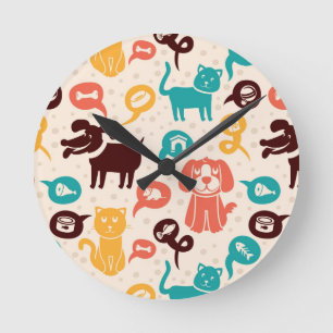 Reloj Redondo Mediano Modelo con los gatos y los perros divertidos
