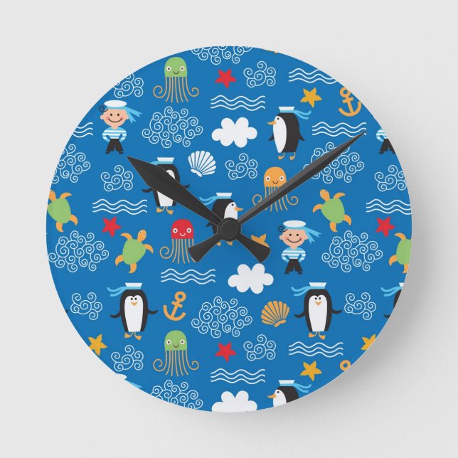 Reloj Redondo Mediano modelo con tema del mar (Anverso)