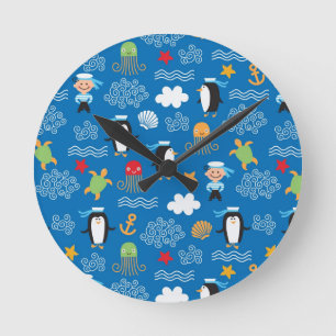 Reloj Redondo Mediano modelo con tema del mar