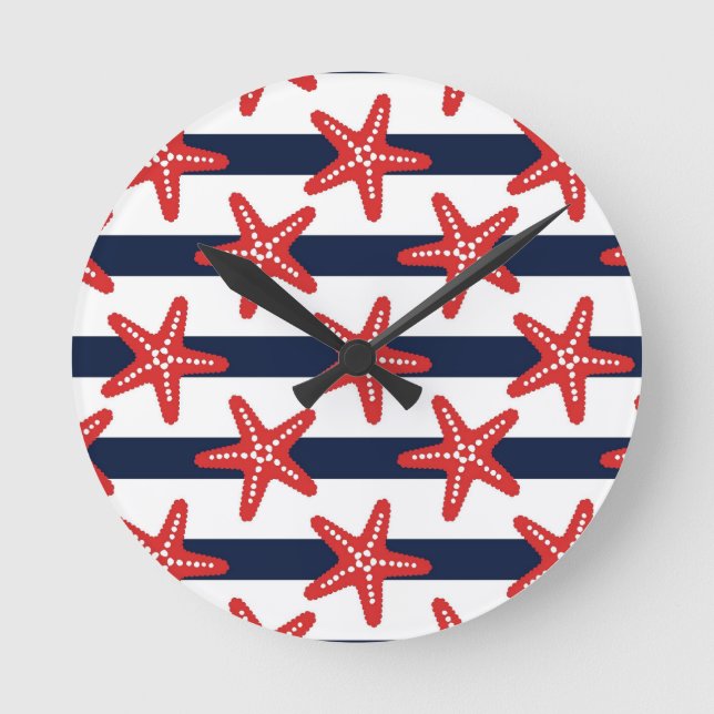Reloj Redondo Mediano Modelo de barras y estrellas (Anverso)
