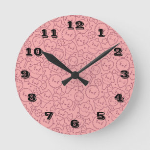 Reloj Redondo Mediano Modelo de Kawaii con las tortas lindas