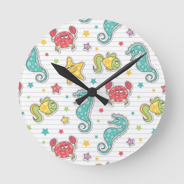 Reloj Redondo Mediano modelo de las criaturas del mar (Anverso)