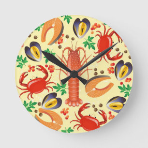 Reloj Redondo Mediano Modelo de los mariscos