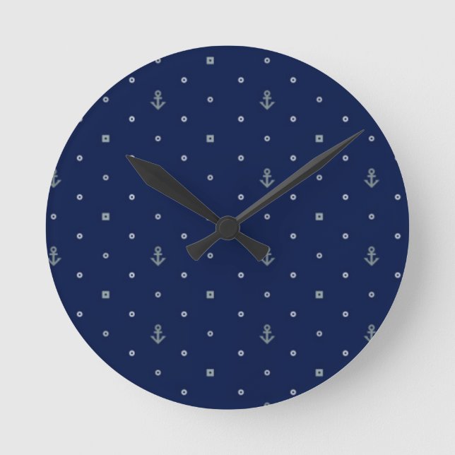 Reloj Redondo Mediano Modelo de lunares del ancla (Anverso)