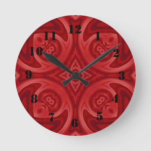Reloj Redondo Mediano Modelo de madera abstracto rojo