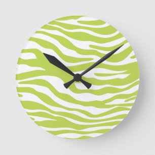 Reloj Redondo Mediano Modelo de moda del estampado de zebra de la verde