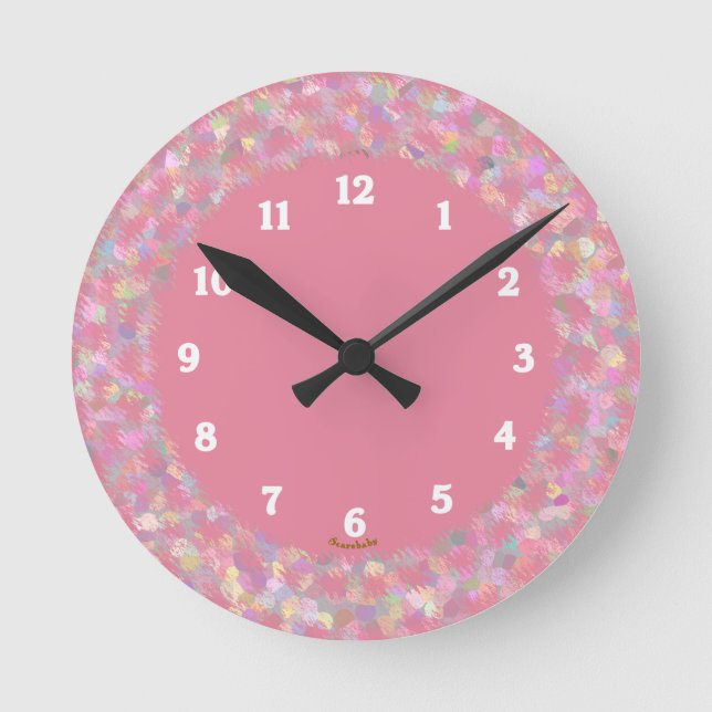 Reloj Redondo Mediano Modelo de mosaico rosado (Anverso)