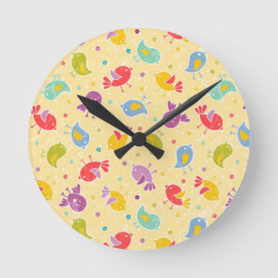 Reloj Redondo Mediano Modelo del bebé con los pájaros lindos