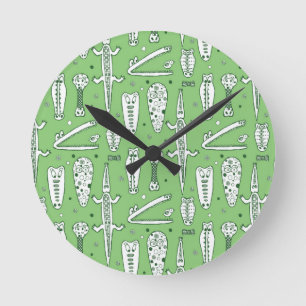 Reloj Redondo Mediano Modelo del cocodrilo del bosquejo