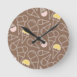 Reloj Redondo Mediano Modelo del cono de helado en Brown