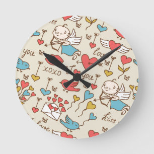 Reloj Redondo Mediano Modelo del el día de San Valentín con el Cupid