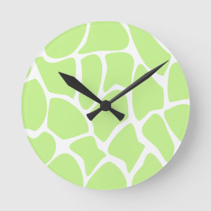 Reloj Redondo Mediano Modelo del estampado de girafa en verde de cal
