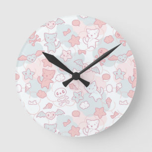 Reloj Redondo Mediano modelo del kawaii con doodle