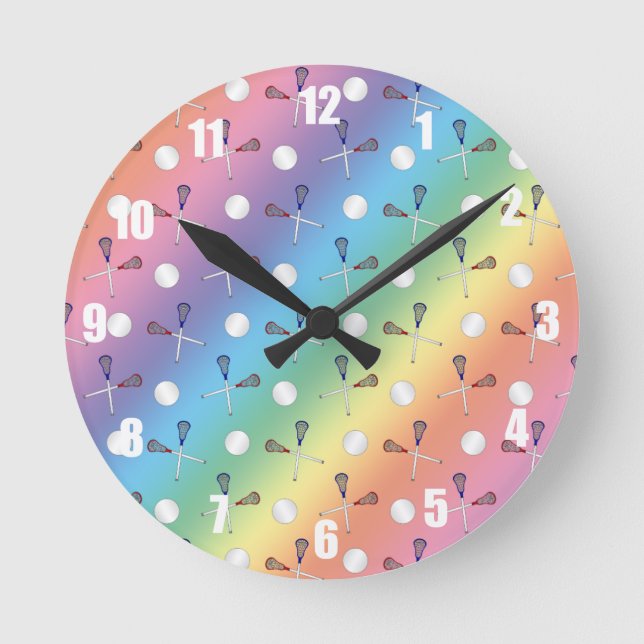 Reloj Redondo Mediano Modelo del lacrosse del arco iris (Anverso)