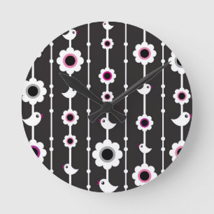 Reloj Redondo Mediano modelo del pájaro y de flores
