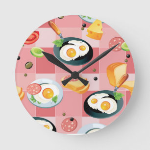 Reloj Redondo Mediano Modelo del tomate y de los huevos fritos