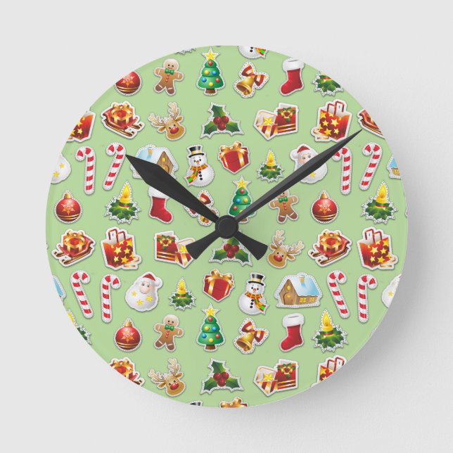 Reloj Redondo Mediano Modelo festivo de los pegatinas del navidad (Anverso)