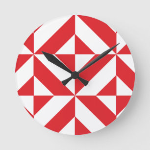 Reloj Redondo Mediano Modelo geométrico del cubo de Deco del rojo cereza