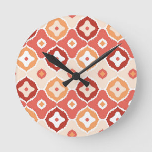 Reloj Redondo Mediano Modelo geométrico del ikat de oro