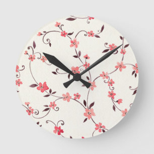 Reloj Redondo Mediano Modelo inconsútil de la acuarela con la primavera