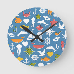 Reloj Redondo Mediano Modelo marino de los símbolos