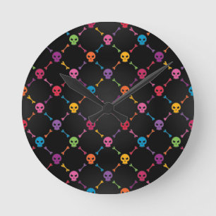 Reloj Redondo Mediano Modelo multicolor con los cráneos