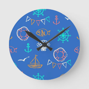 Reloj Redondo Mediano Modelo náutico 1 del dibujo de tiza