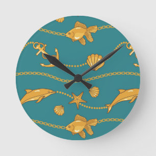 Reloj Redondo Mediano Modelo náutico del oro